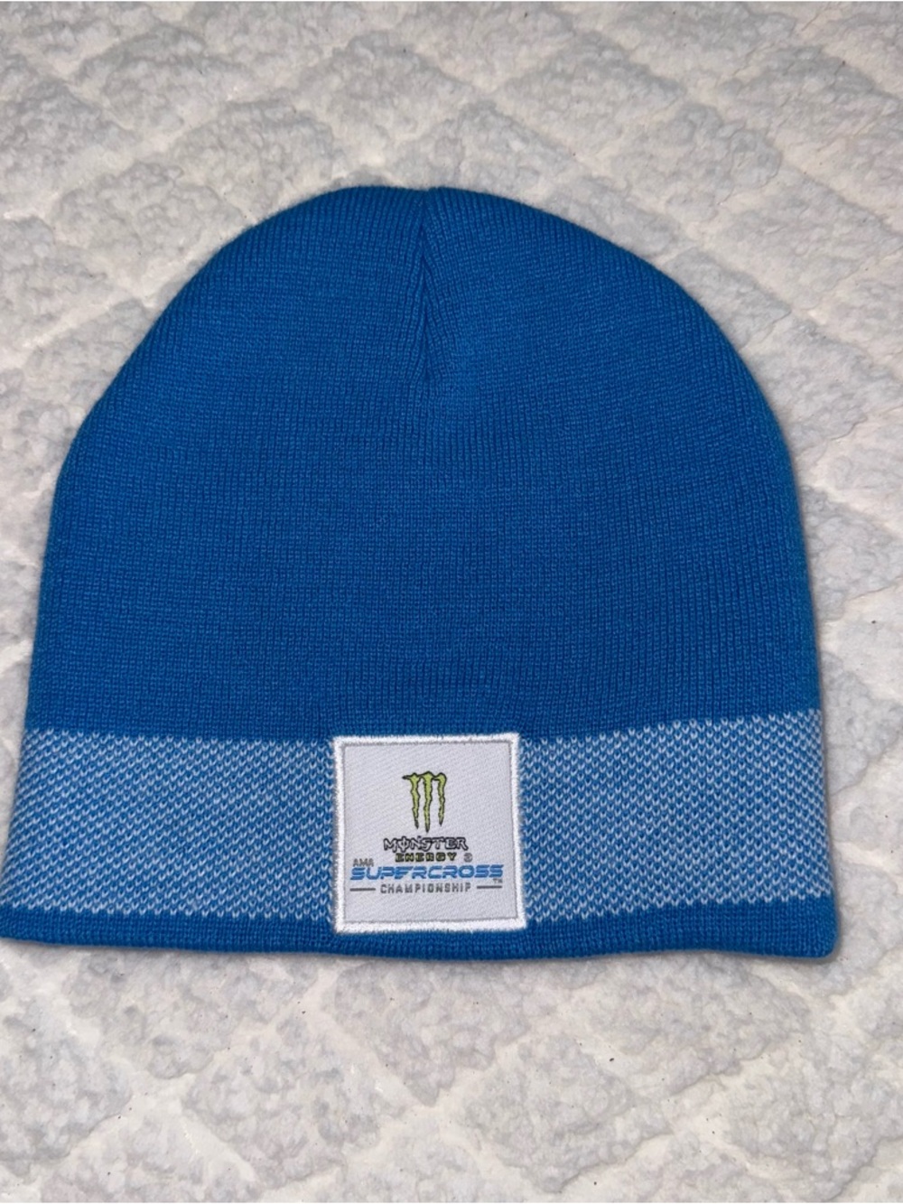 Blue Supercross Knit Beanie with Monster Energy Patch